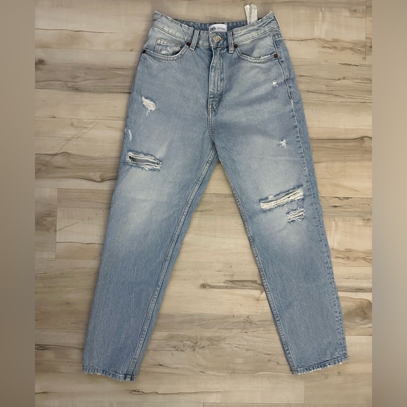 Zara Denim - Zara distressed mom Jeans